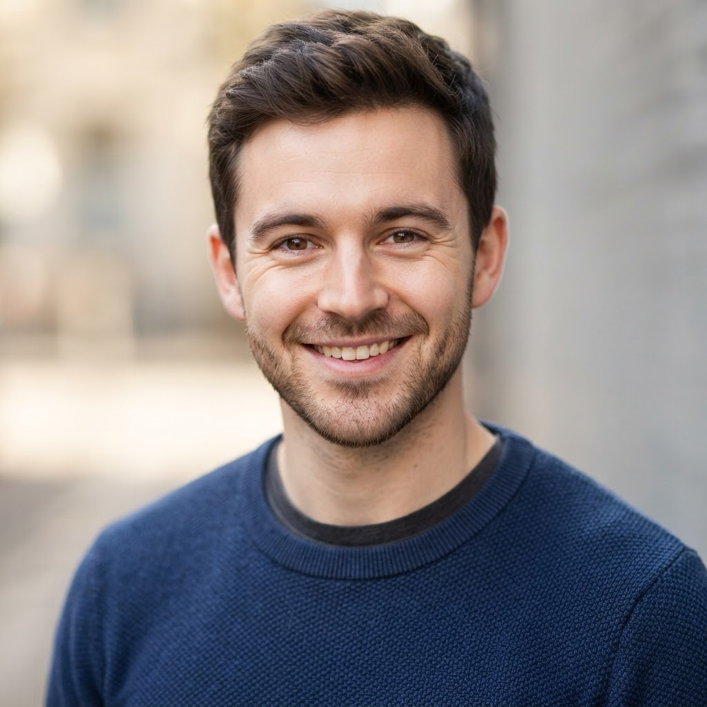 Commercial headshot with a warm smile